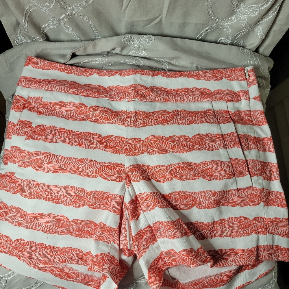 {3/$20} J. Crew Stretch Coral and White Rope Shorts